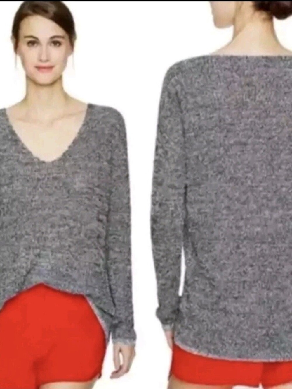Babaton Linen Silk Jarrod Marled V Neck Sweater Medium
